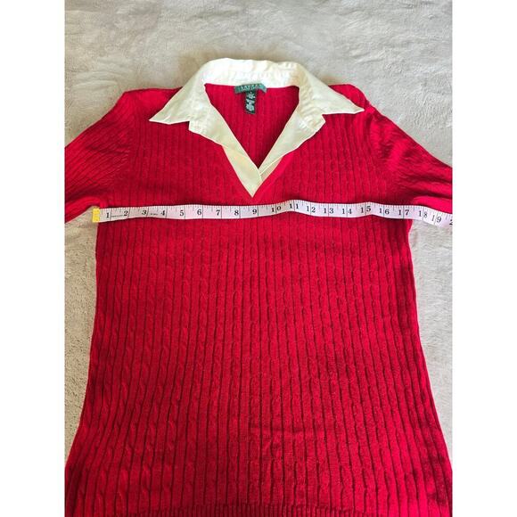 LAUREN Ralph Lauren Silk Cashmere Cable Knit Sweater Red Champagne L soft comfy - Picture 5 of 8